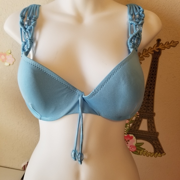 BECCA by Veronica Virtue Baby Blue Bikini Top New Size D - Picture 9 of 12